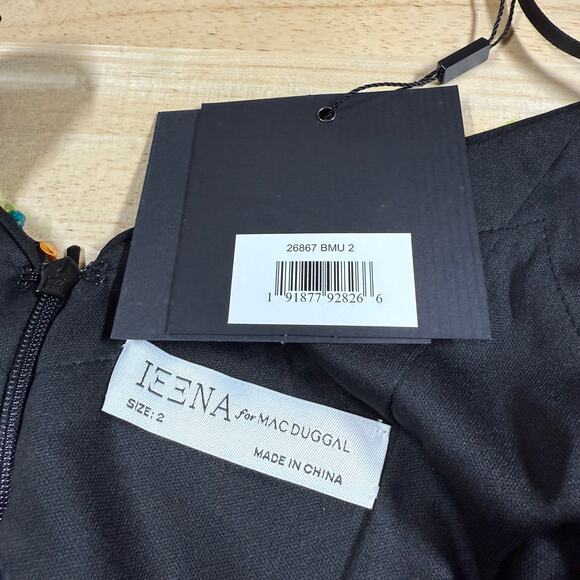 Mac Duggal NWT 26867 Black Sequined Floral Detail Mini Dress Size 2 Sweetheart - Picture 6 of 10